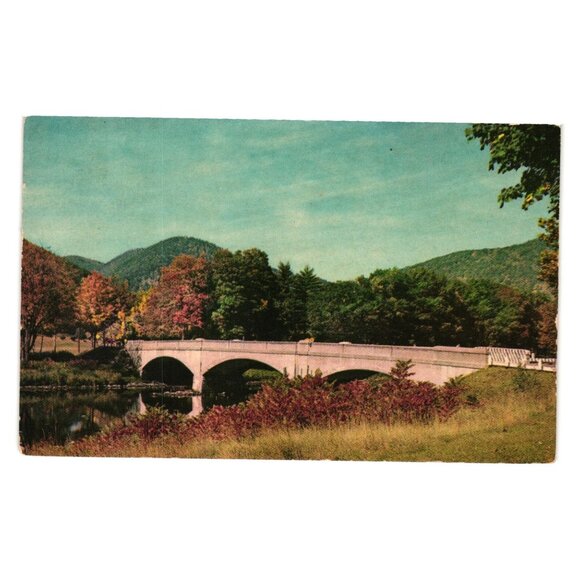 Three Arch Bridge Postcard Over Deerfield River Mohawk Trail Mass Vintage - Picture 1 of 2